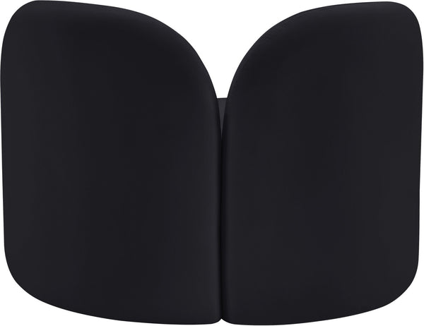 Meridian Furniture Daphne Art Deco Accent Chair Sculptural Curves Ball Legs for Living Room or Bedroom Black Velvet 44002Black-C