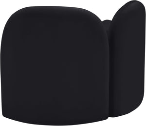Meridian Furniture Daphne Art Deco Accent Chair Sculptural Curves Ball Legs for Living Room or Bedroom Black Velvet 44002Black-C