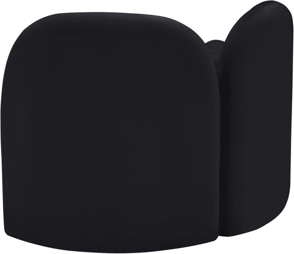 Meridian Furniture Daphne Art Deco Accent Chair Sculptural Curves Ball Legs for Living Room or Bedroom Black Velvet 44002Black-C