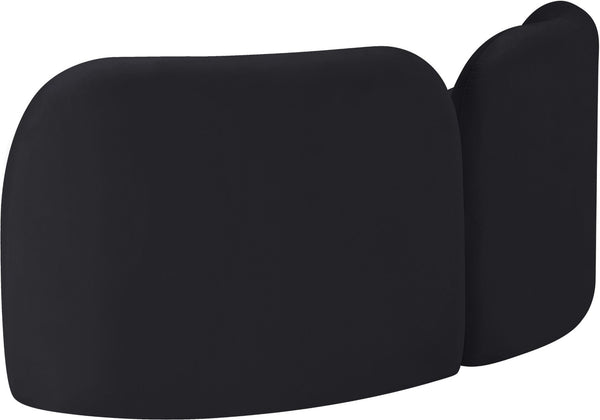 Meridian Furniture Daphne Art Deco Curved Loveseat with Swappable Wood Legs and Plush Upholstery for Living Rooms Black Velvet 44002Black-L