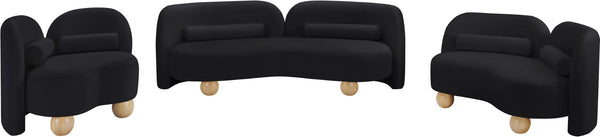 Meridian Furniture Daphne Art Deco Curved Sofa with Deep Seating and Interchangeable Wood Ball Legs for Living Rooms Black Velvet 44002Black-S