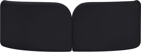 Meridian Furniture Daphne Art Deco Curved Sofa with Deep Seating and Interchangeable Wood Ball Legs for Living Rooms Black Velvet 44002Black-S