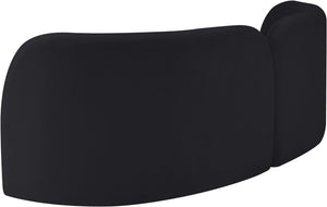 Meridian Furniture Daphne Art Deco Curved Sofa with Deep Seating and Interchangeable Wood Ball Legs for Living Rooms Black Velvet 44002Black-S