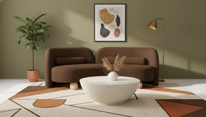 Meridian Furniture Daphne Art Deco Curved Sofa with Deep Seating and Interchangeable Wood Ball Legs for Living Rooms Brown Velvet 44002Brown-S