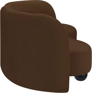 Meridian Furniture Daphne Art Deco Curved Sofa with Deep Seating and Interchangeable Wood Ball Legs for Living Rooms Brown Velvet 44002Brown-S