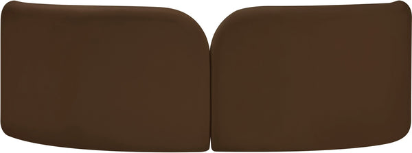 Meridian Furniture Daphne Art Deco Curved Sofa with Deep Seating and Interchangeable Wood Ball Legs for Living Rooms Brown Velvet 44002Brown-S