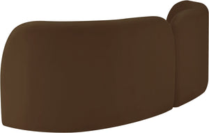 Meridian Furniture Daphne Art Deco Curved Sofa with Deep Seating and Interchangeable Wood Ball Legs for Living Rooms Brown Velvet 44002Brown-S