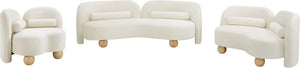 Meridian Furniture Daphne Art Deco Accent Chair Sculptural Curves Ball Legs for Living Room or Bedroom Cream Velvet 44002Cream-C