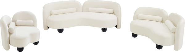 Meridian Furniture Daphne Art Deco Accent Chair Sculptural Curves Ball Legs for Living Room or Bedroom Cream Velvet 44002Cream-C