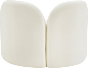 Meridian Furniture Daphne Art Deco Accent Chair Sculptural Curves Ball Legs for Living Room or Bedroom Cream Velvet 44002Cream-C