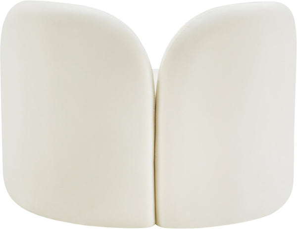 Meridian Furniture Daphne Art Deco Accent Chair Sculptural Curves Ball Legs for Living Room or Bedroom Cream Velvet 44002Cream-C