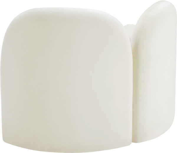 Meridian Furniture Daphne Art Deco Accent Chair Sculptural Curves Ball Legs for Living Room or Bedroom Cream Velvet 44002Cream-C