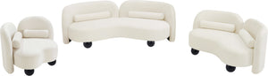 Meridian Furniture Daphne Art Deco Curved Loveseat with Swappable Wood Legs and Plush Upholstery for Living Rooms Cream Velvet 44002Cream-L