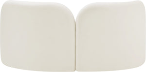 Meridian Furniture Daphne Art Deco Curved Loveseat with Swappable Wood Legs and Plush Upholstery for Living Rooms Cream Velvet 44002Cream-L