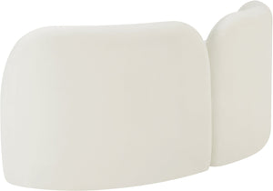 Meridian Furniture Daphne Art Deco Curved Loveseat with Swappable Wood Legs and Plush Upholstery for Living Rooms Cream Velvet 44002Cream-L