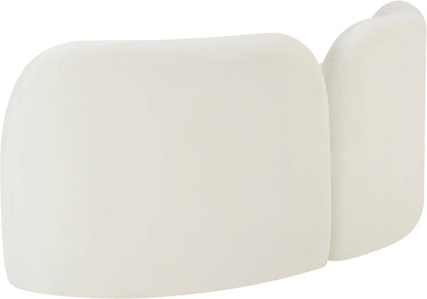 Meridian Furniture Daphne Art Deco Curved Loveseat with Swappable Wood Legs and Plush Upholstery for Living Rooms Cream Velvet 44002Cream-L