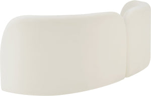 Meridian Furniture Daphne Art Deco Curved Sofa with Deep Seating and Interchangeable Wood Ball Legs for Living Rooms Cream Velvet 44002Cream-S