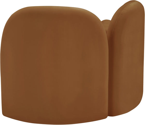 Meridian Furniture Daphne Art Deco Accent Chair Sculptural Curves Ball Legs for Living Room or Bedroom Saddle Velvet 44002Saddle-C