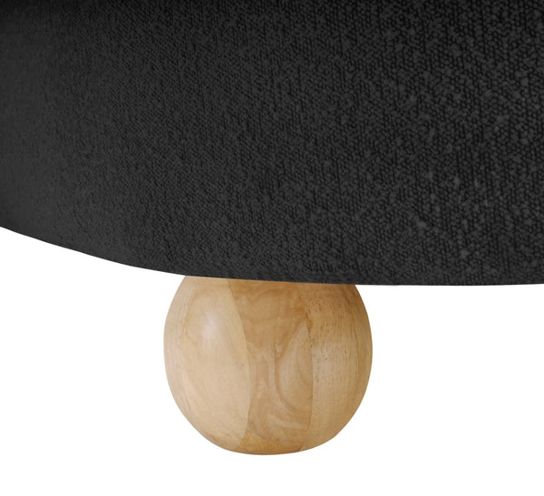 Meridian Furniture Daphne Art Deco Accent Chair Sculptural Curves Ball Legs for Living Room or Bedroom Black Boucle Fabric 44003Black-C