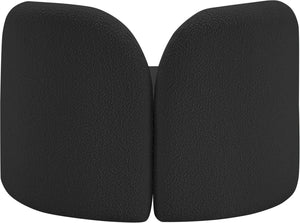 Meridian Furniture Daphne Art Deco Accent Chair Sculptural Curves Ball Legs for Living Room or Bedroom Black Boucle Fabric 44003Black-C