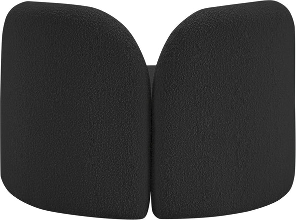 Meridian Furniture Daphne Art Deco Accent Chair Sculptural Curves Ball Legs for Living Room or Bedroom Black Boucle Fabric 44003Black-C