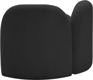 Meridian Furniture Daphne Art Deco Accent Chair Sculptural Curves Ball Legs for Living Room or Bedroom Black Boucle Fabric 44003Black-C
