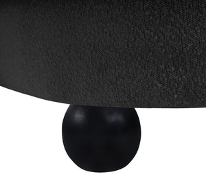 Meridian Furniture Daphne Art Deco Curved Loveseat with Swappable Wood Legs and Plush Upholstery for Living Rooms Black Boucle Fabric 44003Black-L