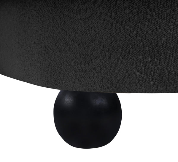 Meridian Furniture Daphne Art Deco Curved Loveseat with Swappable Wood Legs and Plush Upholstery for Living Rooms Black Boucle Fabric 44003Black-L