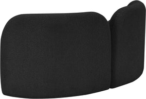 Meridian Furniture Daphne Art Deco Curved Loveseat with Swappable Wood Legs and Plush Upholstery for Living Rooms Black Boucle Fabric 44003Black-L
