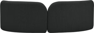Meridian Furniture Daphne Art Deco Curved Sofa with Deep Seating and Interchangeable Wood Ball Legs for Living Rooms Black Boucle Fabric 44003Black-S