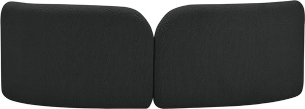 Meridian Furniture Daphne Art Deco Curved Sofa with Deep Seating and Interchangeable Wood Ball Legs for Living Rooms Black Boucle Fabric 44003Black-S