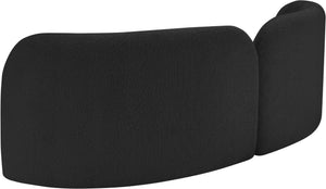 Meridian Furniture Daphne Art Deco Curved Sofa with Deep Seating and Interchangeable Wood Ball Legs for Living Rooms Black Boucle Fabric 44003Black-S