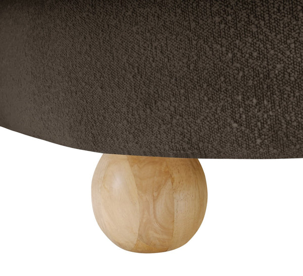 Meridian Furniture Daphne Art Deco Accent Chair Sculptural Curves Ball Legs for Living Room or Bedroom Brown Boucle Fabric 44003Brown-C