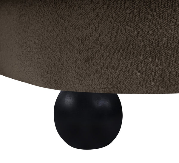 Meridian Furniture Daphne Art Deco Accent Chair Sculptural Curves Ball Legs for Living Room or Bedroom Brown Boucle Fabric 44003Brown-C