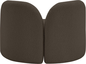 Meridian Furniture Daphne Art Deco Accent Chair Sculptural Curves Ball Legs for Living Room or Bedroom Brown Boucle Fabric 44003Brown-C
