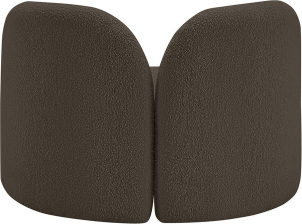 Meridian Furniture Daphne Art Deco Accent Chair Sculptural Curves Ball Legs for Living Room or Bedroom Brown Boucle Fabric 44003Brown-C