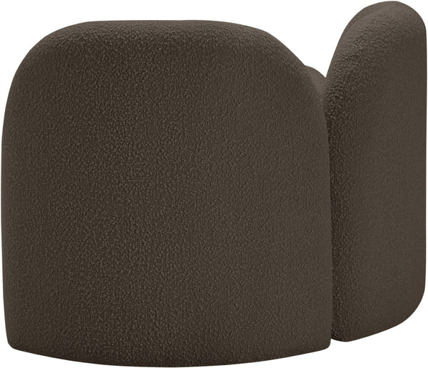 Meridian Furniture Daphne Art Deco Accent Chair Sculptural Curves Ball Legs for Living Room or Bedroom Brown Boucle Fabric 44003Brown-C