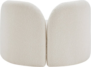 Meridian Furniture Daphne Art Deco Accent Chair Sculptural Curves Ball Legs for Living Room or Bedroom Cream Boucle Fabric 44003Cream-C