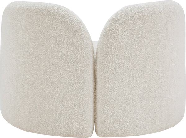 Meridian Furniture Daphne Art Deco Accent Chair Sculptural Curves Ball Legs for Living Room or Bedroom Cream Boucle Fabric 44003Cream-C