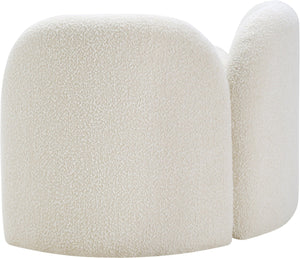 Meridian Furniture Daphne Art Deco Accent Chair Sculptural Curves Ball Legs for Living Room or Bedroom Cream Boucle Fabric 44003Cream-C