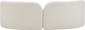 Meridian Furniture Daphne Art Deco Curved Sofa with Deep Seating and Interchangeable Wood Ball Legs for Living Rooms Cream Boucle Fabric 44003Cream-S