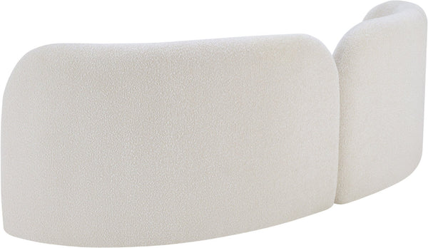 Meridian Furniture Daphne Art Deco Curved Sofa with Deep Seating and Interchangeable Wood Ball Legs for Living Rooms Cream Boucle Fabric 44003Cream-S