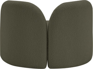 Meridian Furniture Daphne Art Deco Accent Chair Sculptural Curves Ball Legs for Living Room or Bedroom Olive Boucle Fabric 44003Olive-C