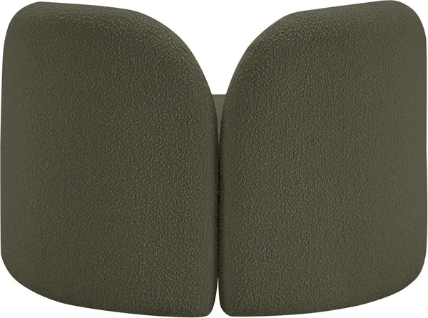 Meridian Furniture Daphne Art Deco Accent Chair Sculptural Curves Ball Legs for Living Room or Bedroom Olive Boucle Fabric 44003Olive-C