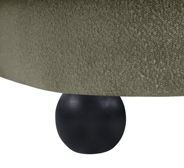 Meridian Furniture Daphne Art Deco Curved Loveseat with Swappable Wood Legs and Plush Upholstery for Living Rooms Olive Boucle Fabric 44003Olive-L