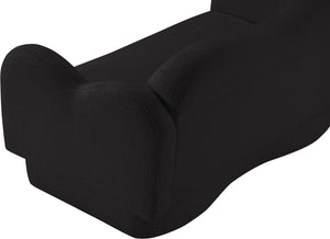 Meridian Furniture Bloom Sculptural Loveseat with Curved Cloud Silhouette and Plush Upholstery for Modern Living Black Faux Shearling Teddy Fabric 44006Black-L