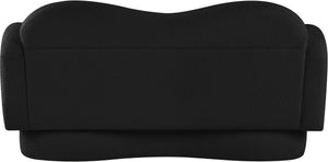 Meridian Furniture Bloom Sculptural Loveseat with Curved Cloud Silhouette and Plush Upholstery for Modern Living Black Faux Shearling Teddy Fabric 44006Black-L