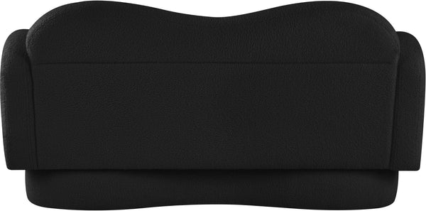 Meridian Furniture Bloom Sculptural Loveseat with Curved Cloud Silhouette and Plush Upholstery for Modern Living Black Faux Shearling Teddy Fabric 44006Black-L