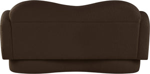 Meridian Furniture Bloom Sculptural Loveseat with Curved Cloud Silhouette and Plush Upholstery for Modern Living Brown Faux Shearling Teddy Fabric 44006Brown-L