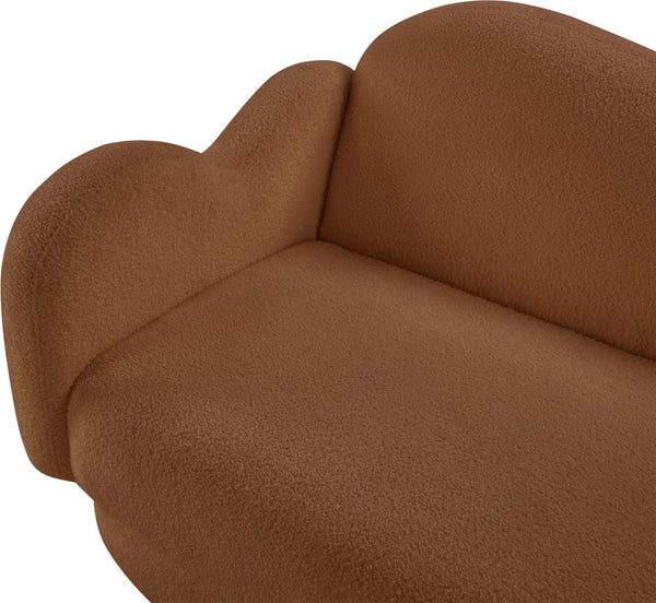Meridian Furniture Bloom Sculptural Loveseat with Curved Cloud Silhouette and Plush Upholstery for Modern Living Saddle Faux Shearling Teddy Fabric 44006Saddle-L
